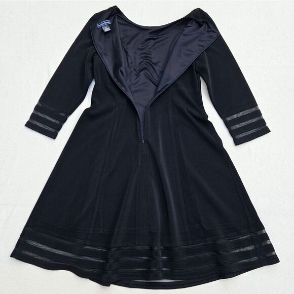 Jessica Howard Black Shadow Stripe Fit and Flare Party Dress - Picture 12 of 16